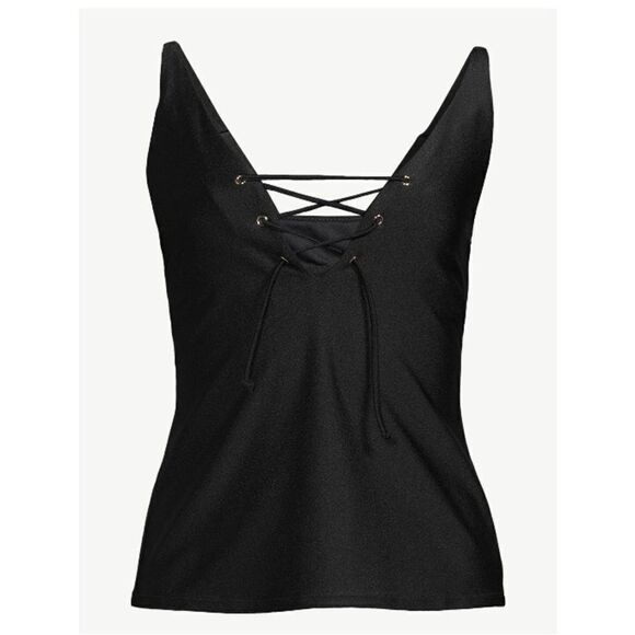 Women's Shimmer Lace-Up Tankini Top Swimsuit Bathing Suit Size XS - Picture 3 of 7